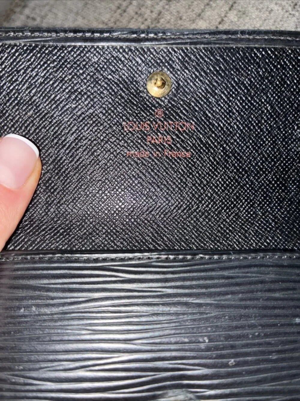 Louis Vuitton Authentic Vintage Elise Wallet Black Epi Leather Trifold Compact